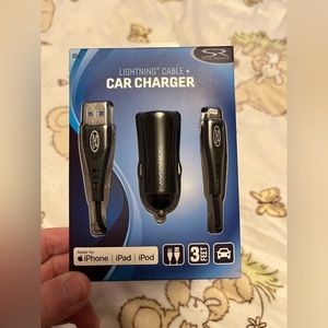 Lightning Fast Car Charger W/ Cables 3ft IPhone IPOD IPAD